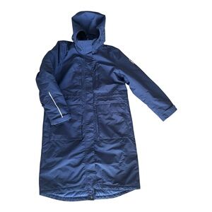Lands' End Long Navy Blue Ski Snow Jacket with Hood